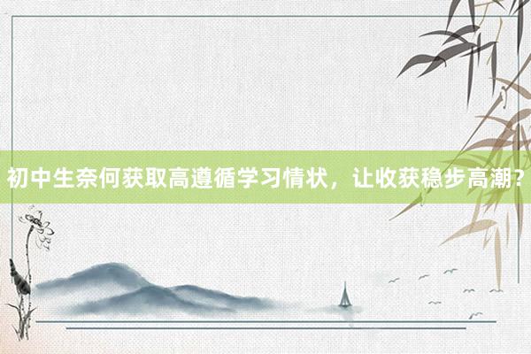 初中生奈何获取高遵循学习情状，让收获稳步高潮？