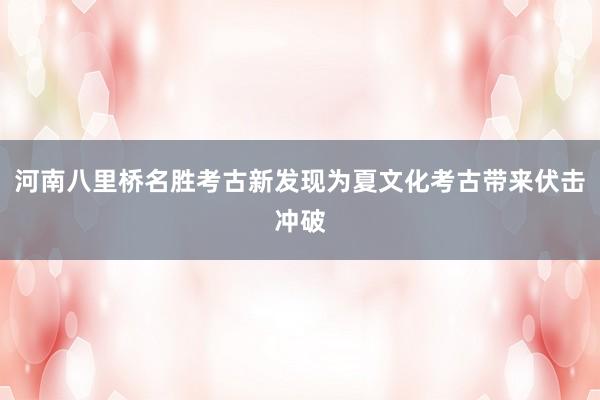 河南八里桥名胜考古新发现为夏文化考古带来伏击冲破