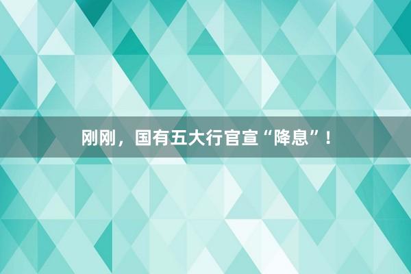 刚刚，国有五大行官宣“降息”！