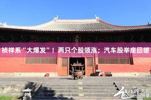 祯祥系“大爆发”！两只个股领涨；汽车股举座回暖