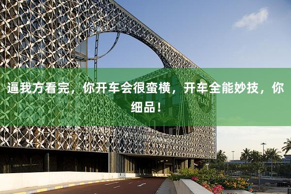 逼我方看完，你开车会很蛮横，开车全能妙技，你细品！